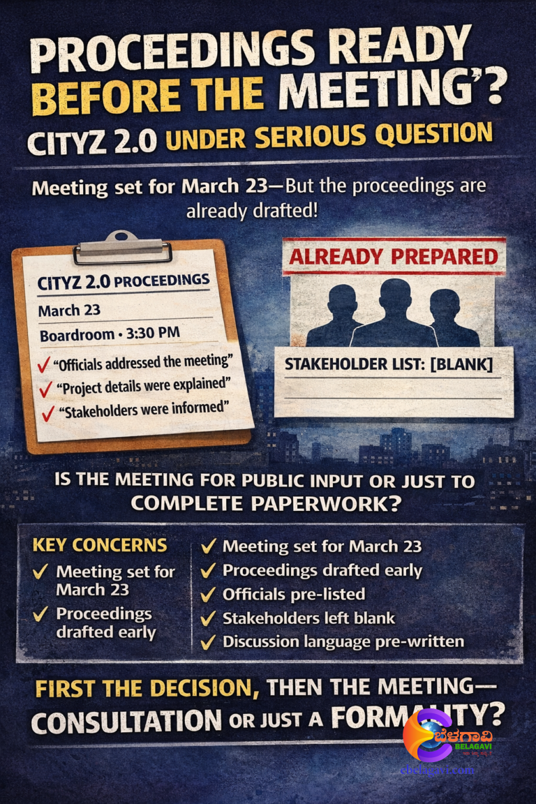 ಸಭೆಗೂ ಮುನ್ನವೇ ಪ್ರೊಸಿಡಿಂಗ್ಸ್: ಸಿಟೀಜ್‌ 2.0ಗೆ ಕಾಟಾಚಾರದ  ಸಮಾಲೋಚನೆ?